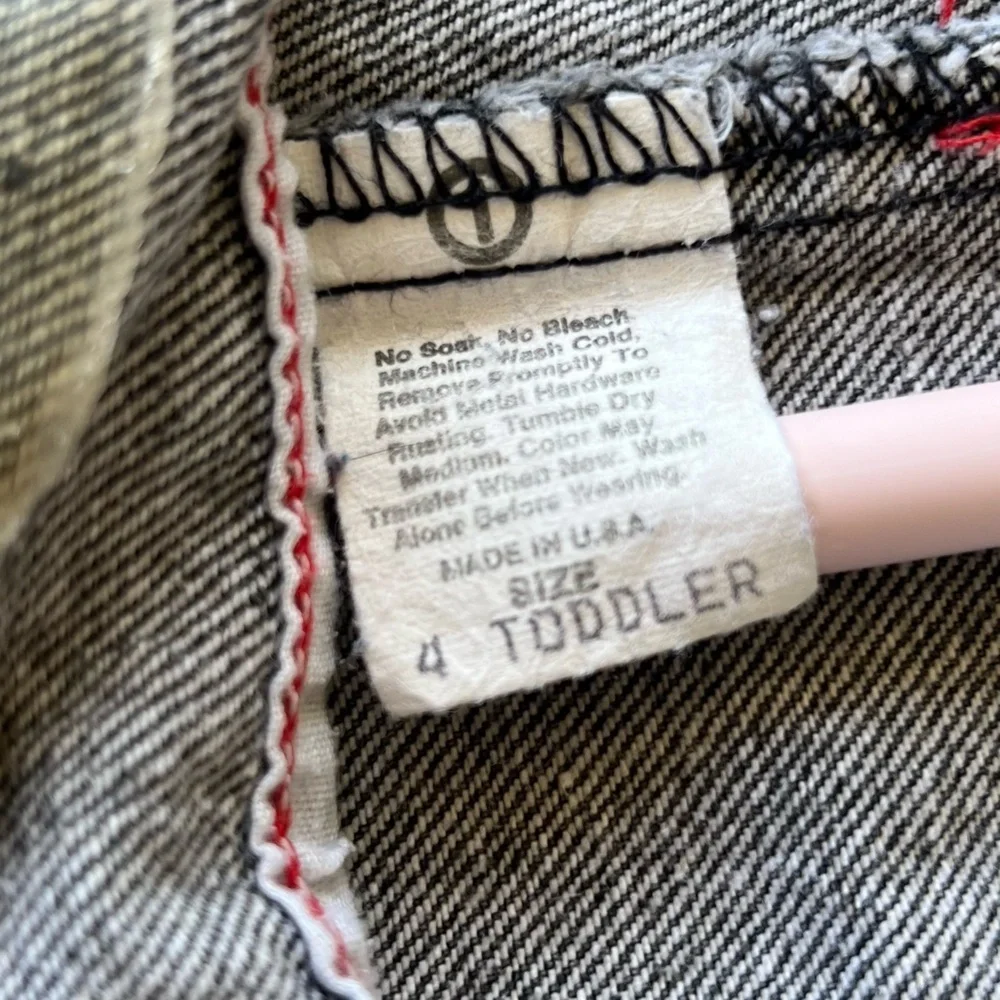 Vintage 90s OshKosh Joe’s Garage Gray Denim Overalls Made in USA Paper Tag Sz 4